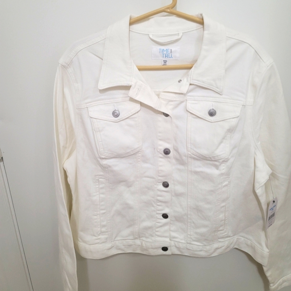 TIME AND TRU White Jean Jacket XXXL/3xg/22